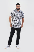 Freeco Print Shirt – Half Sleeve (Monochrome Geometric)