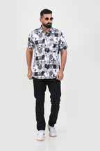 Freeco Print Shirt – Half Sleeve (Monochrome Geometric)