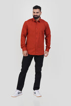 TEXONIC Men’s Premium  Formal Shirt – Rust Red – Full Sleeve