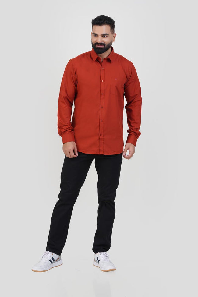 TEXONIC Men’s Premium  Formal Shirt – Rust Red – Full Sleeve Main Image