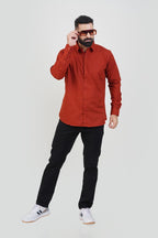 TEXONIC Men’s Premium  Formal Shirt – Rust Red – Full Sleeve