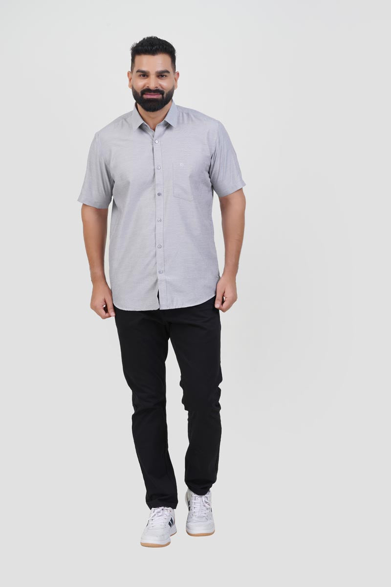 STRACK Men’s Premium Formal Shirt – Light Grey Melange – Half Sleeve