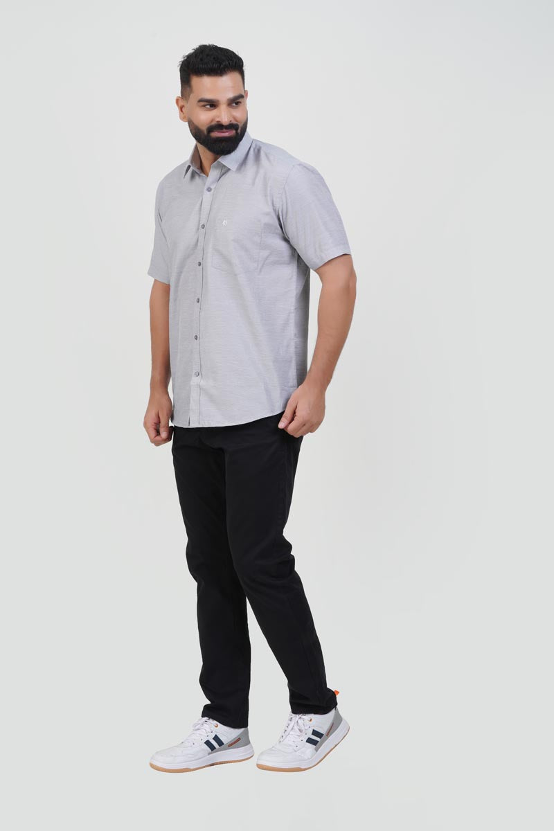 STRACK Men’s Premium Formal Shirt – Light Grey Melange – Half Sleeve