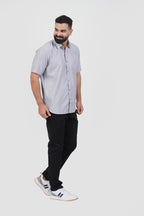 STRACK Men’s Premium Formal Shirt – Light Grey Melange – Half Sleeve