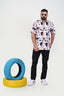 Freeco Print Shirt – Half Sleeve (Mauve & Black Abstract Block)
