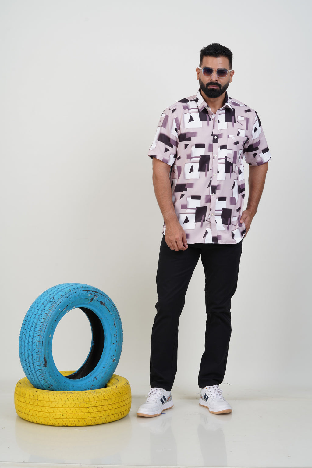 Buy 2 Get 1 Free - Freeco Print Shirt - Half Sleeve - Assorted color