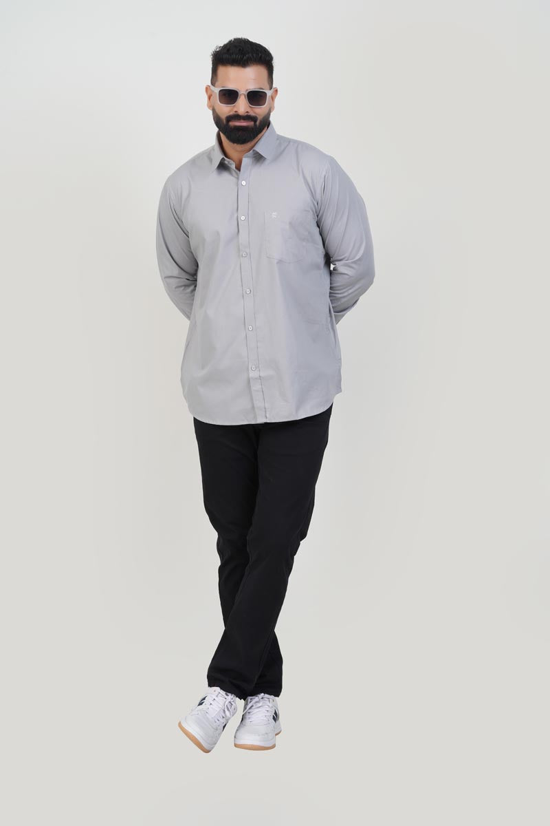TEXONIC Men’s Premium Formal Shirt – Silver Grey – Full Sleeve