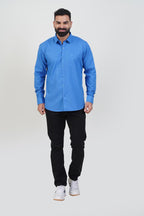 TEXONIC Men’s Premium Formal Shirt – Azure Blue – Full Sleeve