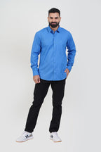 TEXONIC Men’s Premium Formal Shirt – Azure Blue – Full Sleeve