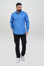 TEXONIC Men’s Premium Formal Shirt – Azure Blue – Full Sleeve