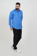 TEXONIC Men’s Premium Formal Shirt – Azure Blue – Full Sleeve