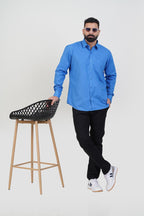 TEXONIC Men’s Premium Formal Shirt – Azure Blue – Full Sleeve