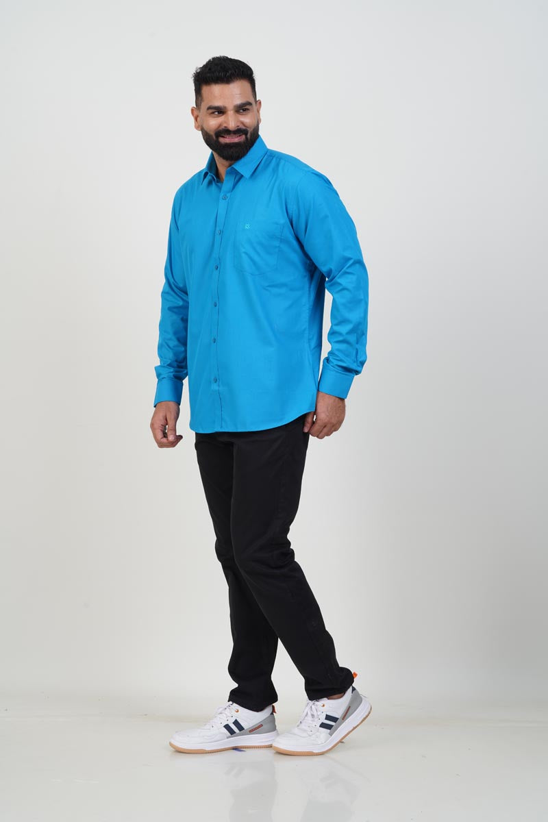 TEXONIC Men’s Premium Formal Shirt– Turquoise Blue – Full Sleeve