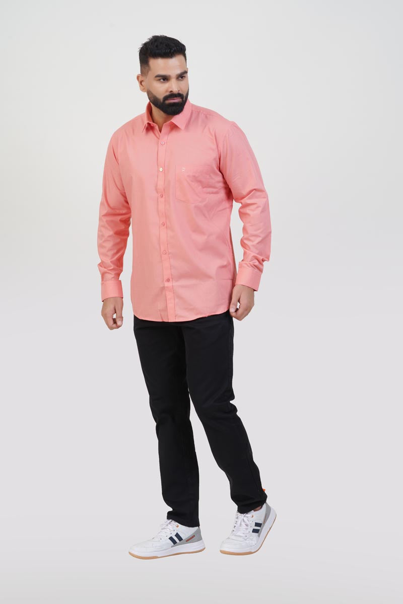 TEXONIC Men’s Premium Formal Shirt – Peach Pink – Full Sleeve