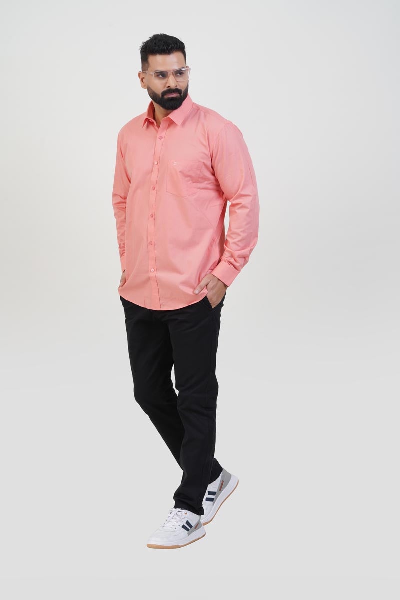 TEXONIC Men’s Premium Formal Shirt – Peach Pink – Full Sleeve