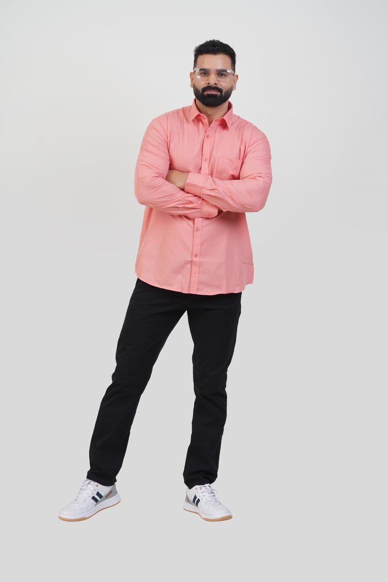 TEXONIC Men’s Premium Formal Shirt – Peach Pink – Full Sleeve