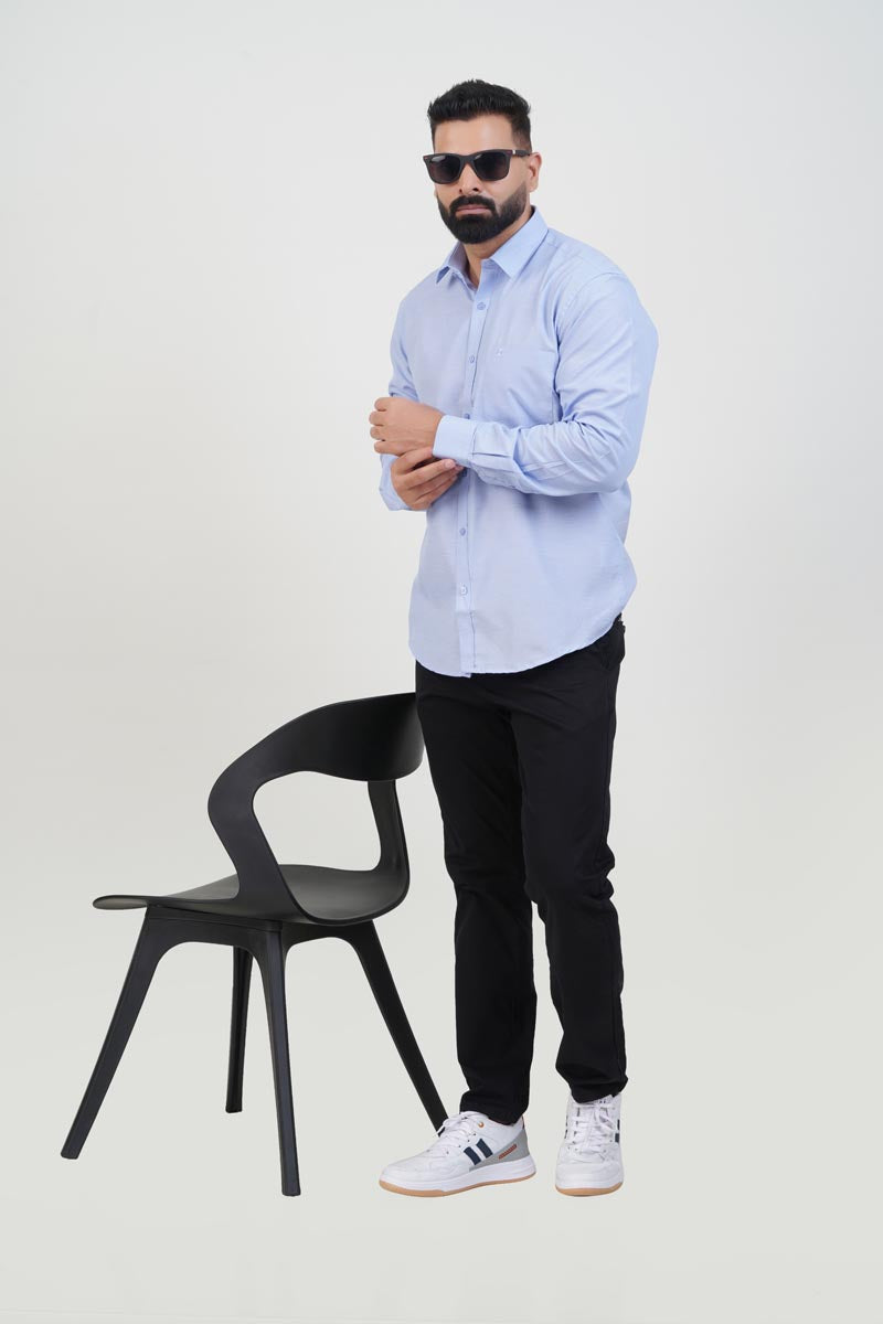 STRACK Men’s Premium Formal Shirt – Pastel Blue – Full Sleeve