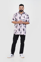 Freeco Print Shirt – Half Sleeve (Blush Pink & Charcoal)