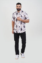 Freeco Print Shirt – Half Sleeve (Charcoal & Sand)
