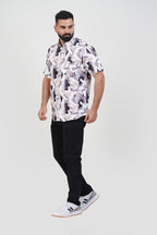 Freeco Print Shirt – Half Sleeve (Charcoal & Sand)