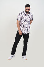 Freeco Print Shirt – Half Sleeve (Charcoal & Sand)