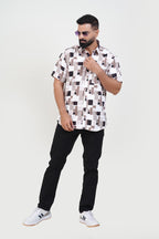 Freeco Print Shirt – Half Sleeve (Walnut Block & White)