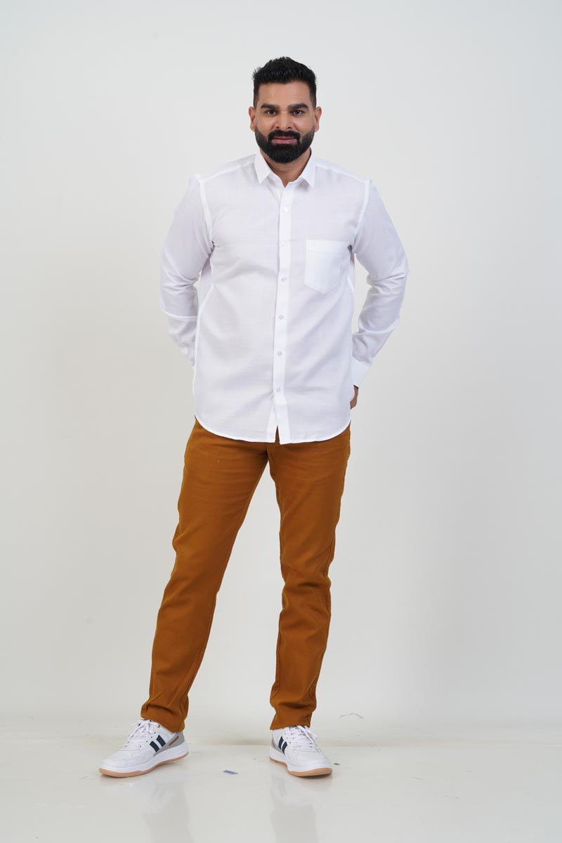WHITE HOUSE Men’s Premium Shirt – White – Full Sleeve