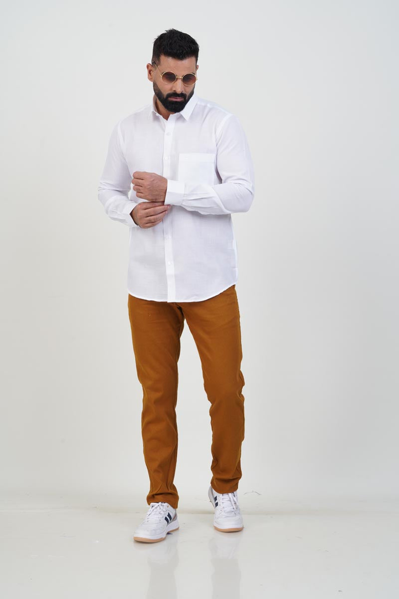 WHITE HOUSE Men’s Premium Shirt – White – Full Sleeve