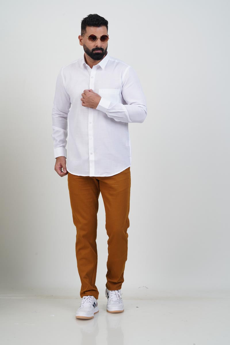 WHITE HOUSE Men’s Premium Shirt – White – Full Sleeve