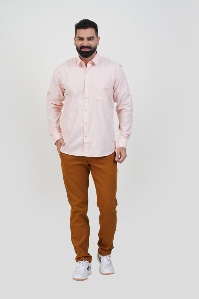 STRACK Men’s Premium Formal Shirt – Light Peach – Full Sleeve Hover Image