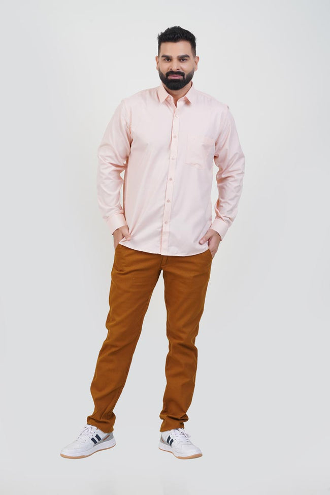 STRACK Men’s Premium Formal Shirt – Light Peach – Full Sleeve Main Image