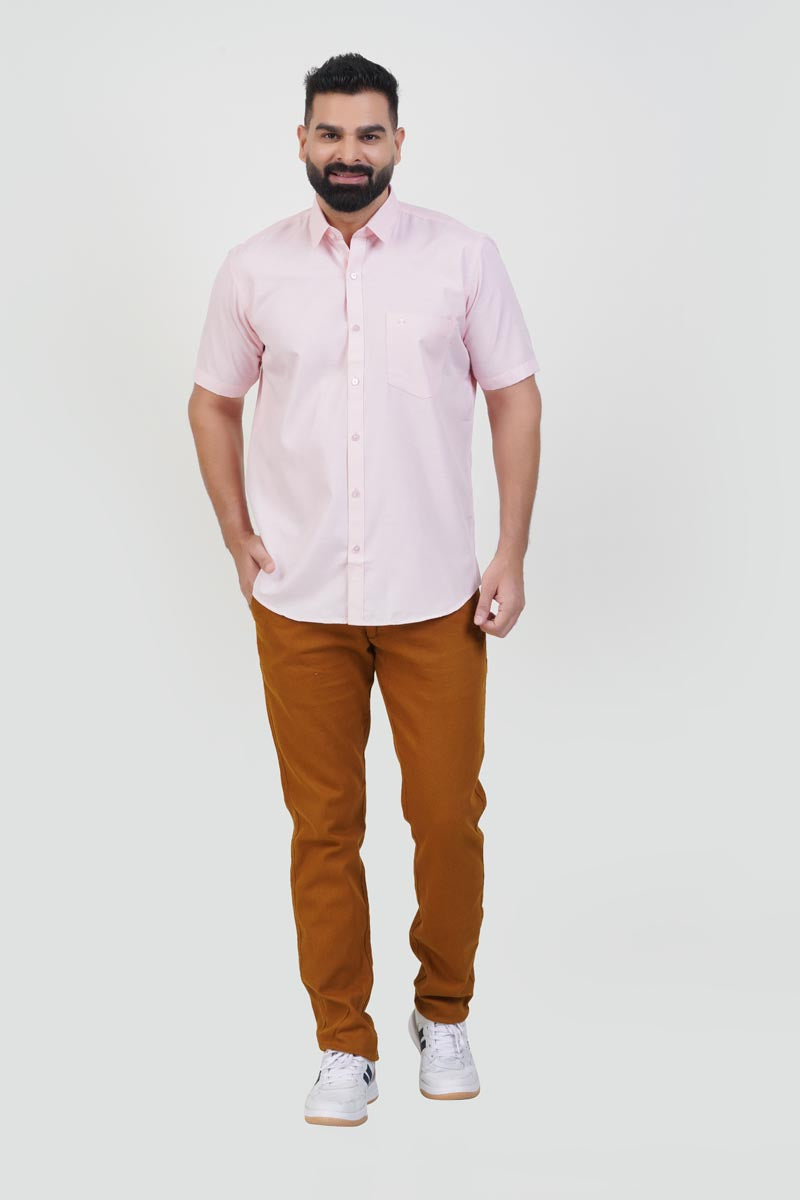 STRACK Men’s Premium Formal Shirt – Light Pink – Half Sleeve
