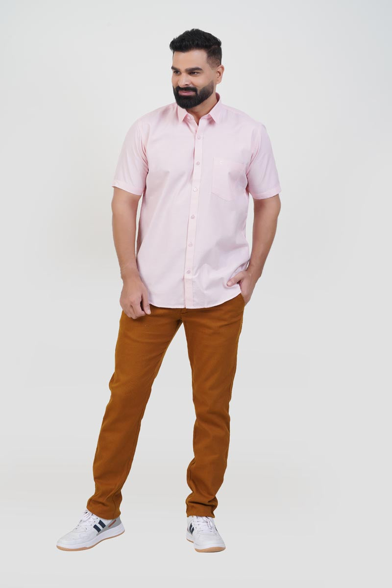 STRACK Men’s Premium Formal Shirt – Light Pink – Half Sleeve