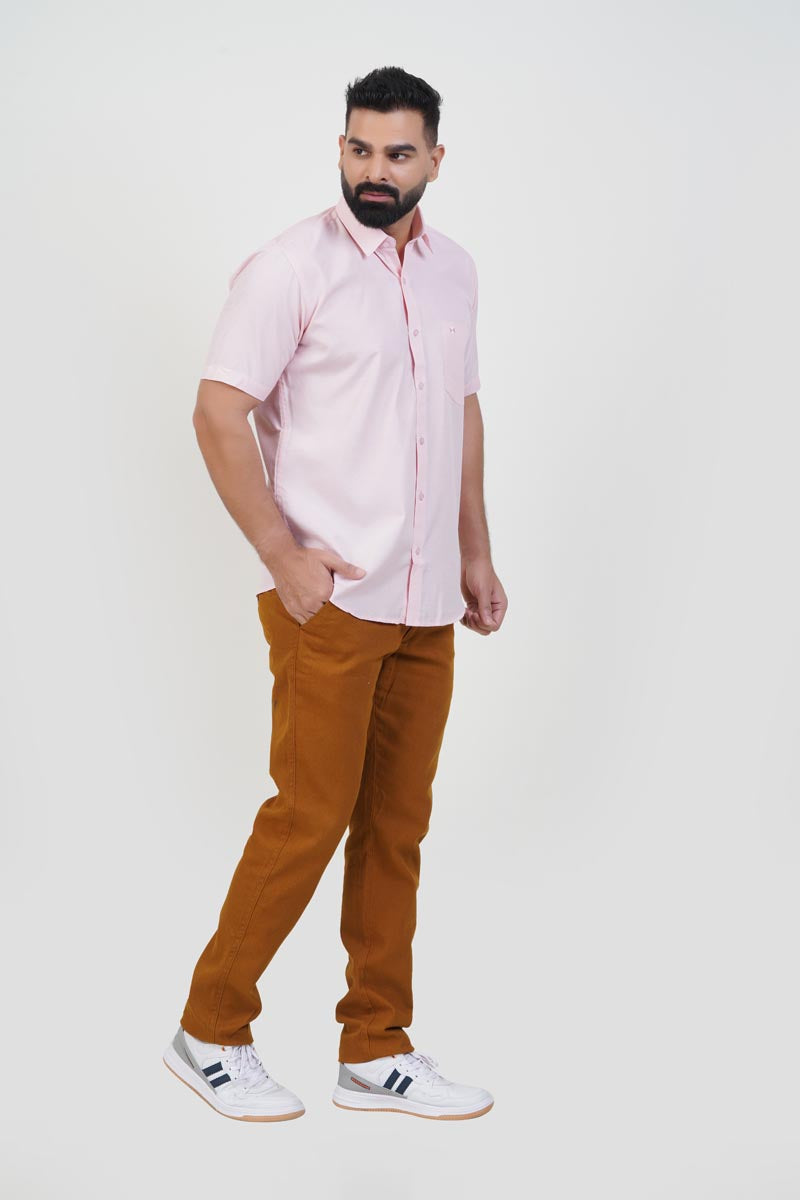 STRACK Men’s Premium Formal Shirt – Light Pink – Half Sleeve