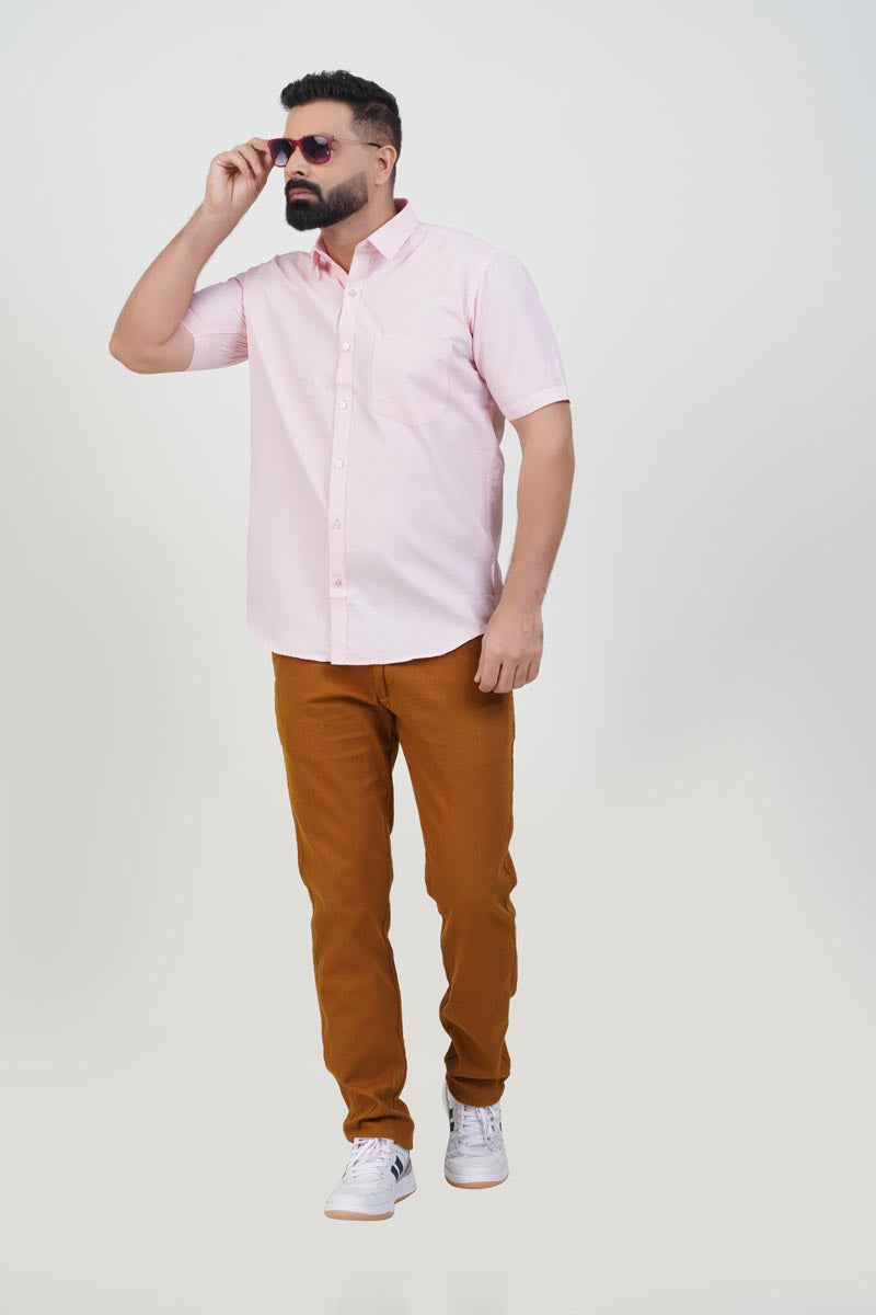 STRACK Men’s Premium Formal Shirt – Light Pink – Half Sleeve