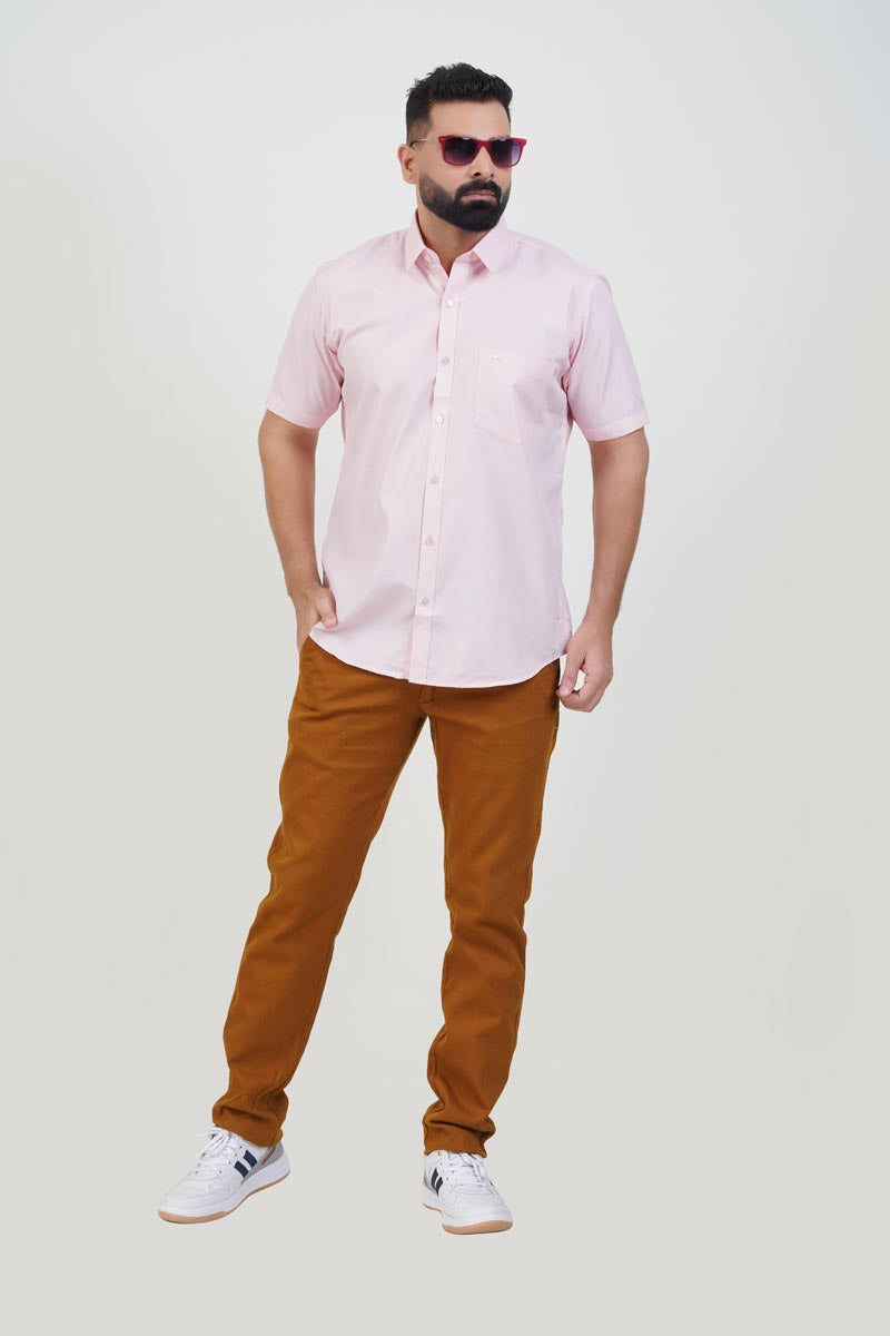 STRACK Men’s Premium Formal Shirt – Light Pink – Half Sleeve