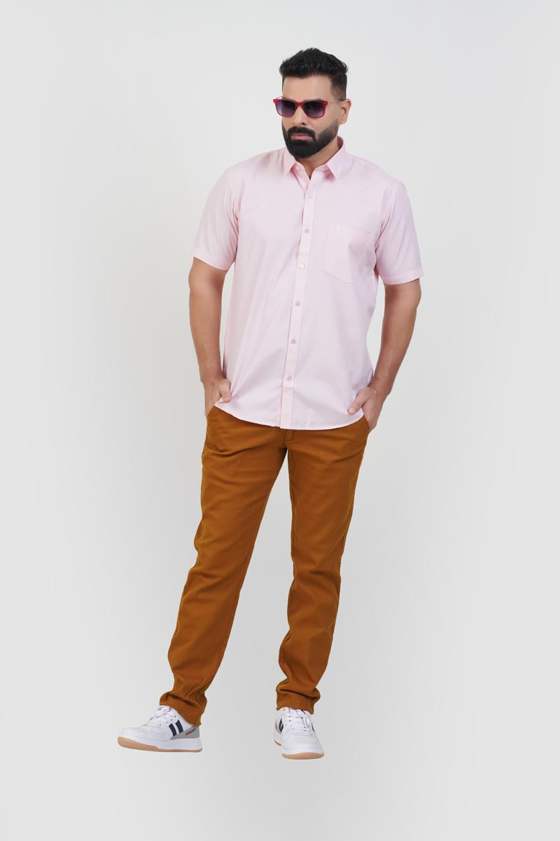 STRACK Men’s Premium Formal Shirt – Light Pink – Half Sleeve