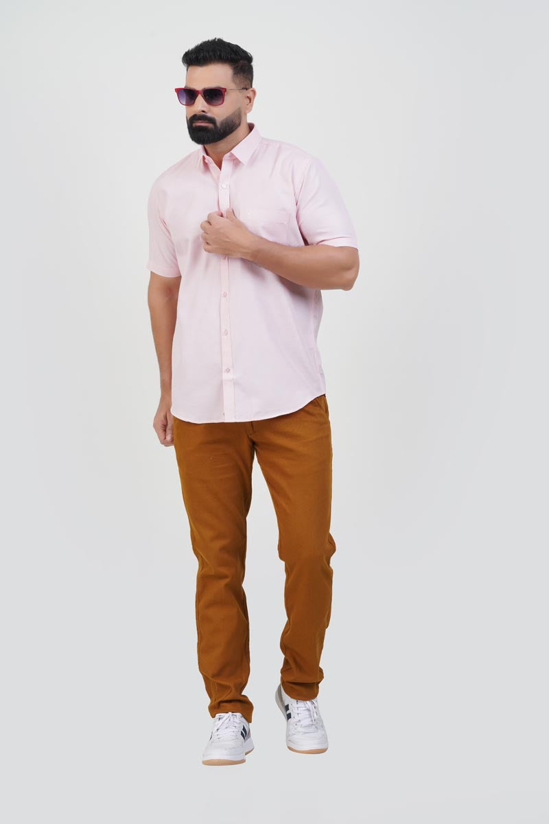 STRACK Men’s Premium Formal Shirt – Light Pink – Half Sleeve