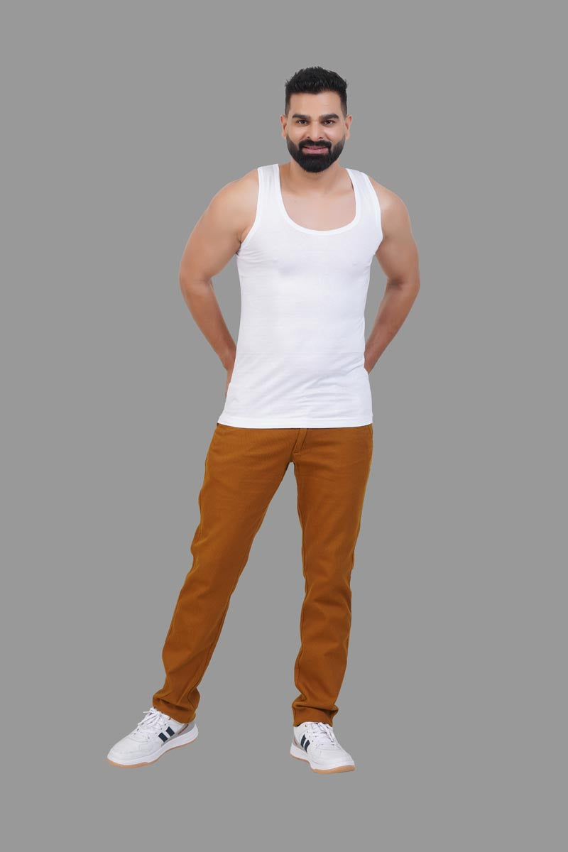 Magic Vest RN – Men’s Classic Round Neck Sleeveless Inner Vest – White
