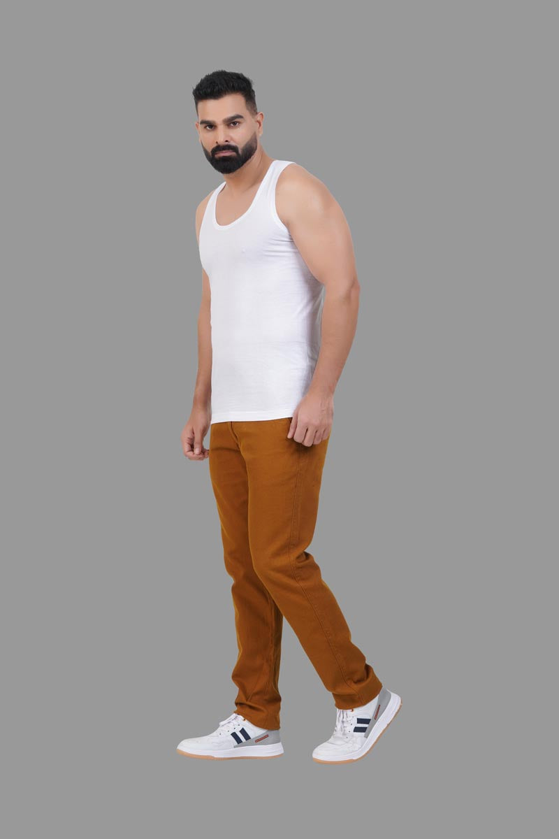 Magic Vest RN – Men’s Classic Round Neck Sleeveless Inner Vest – White