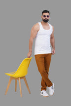 Magic Vest RN – Men’s Classic Round Neck Sleeveless Inner Vest – White
