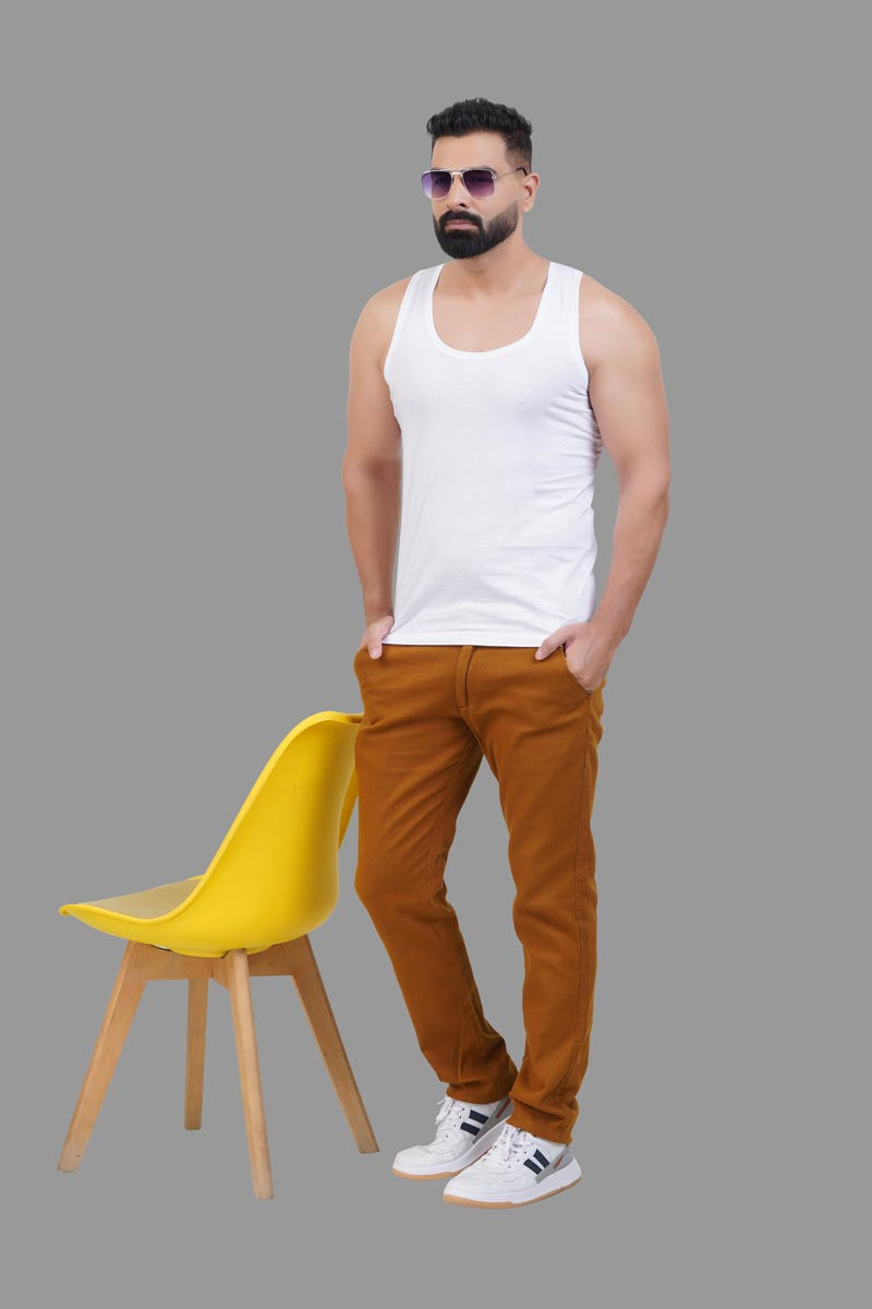 Magic Vest RN – Men’s Classic Round Neck Sleeveless Inner Vest – White