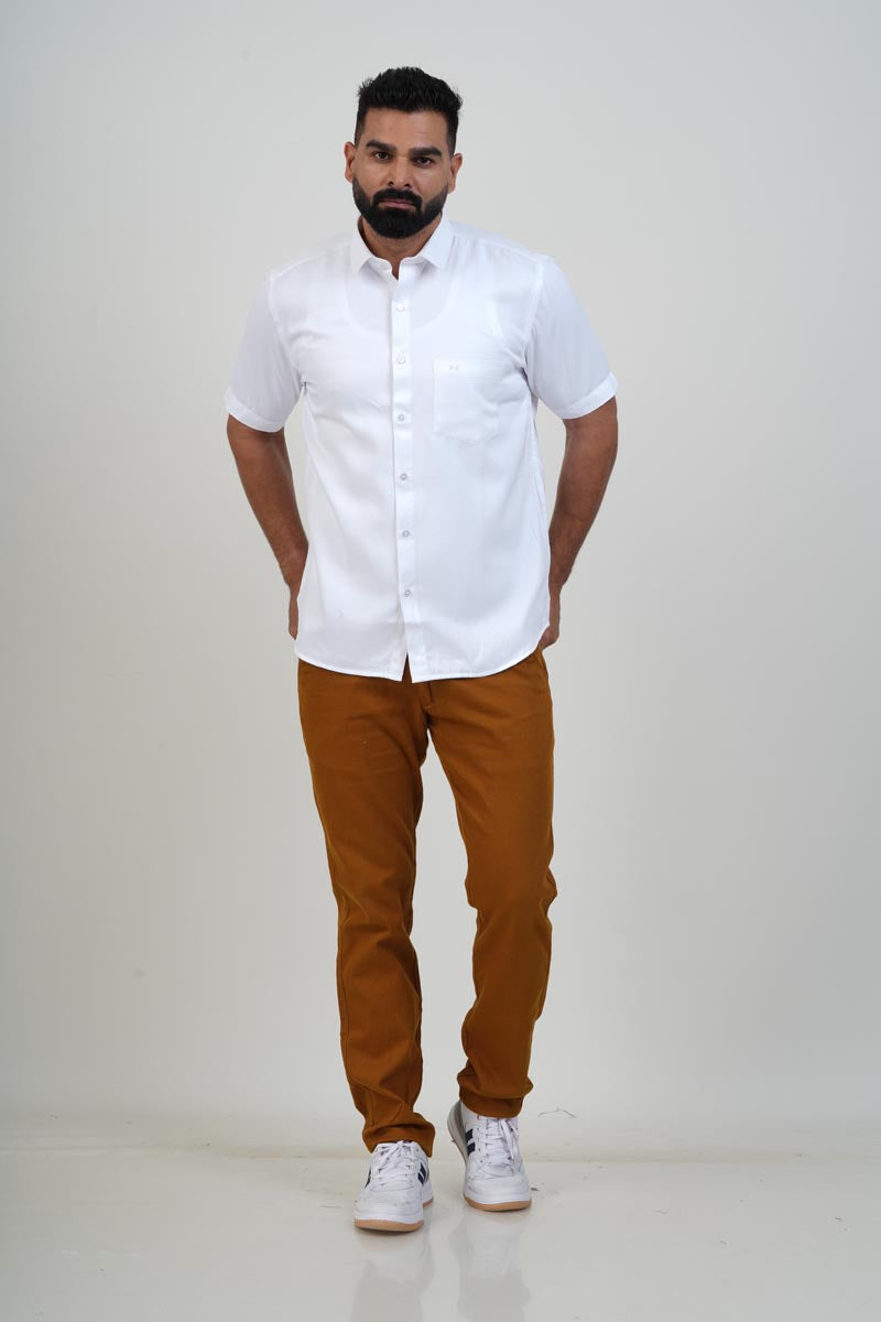 WHITE HOUSE Men’s Premium Shirt – White – Half Sleeve