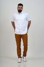 WHITE HOUSE Men’s Premium Shirt – White – Half Sleeve