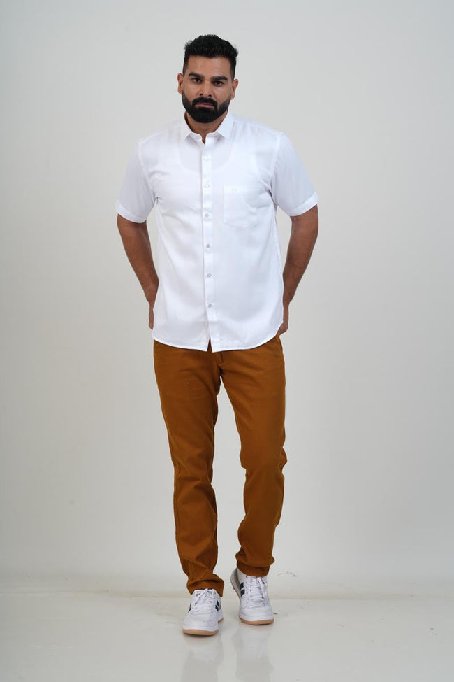 WHITE HOUSE Men’s Premium Shirt – White – Half Sleeve Hover Image