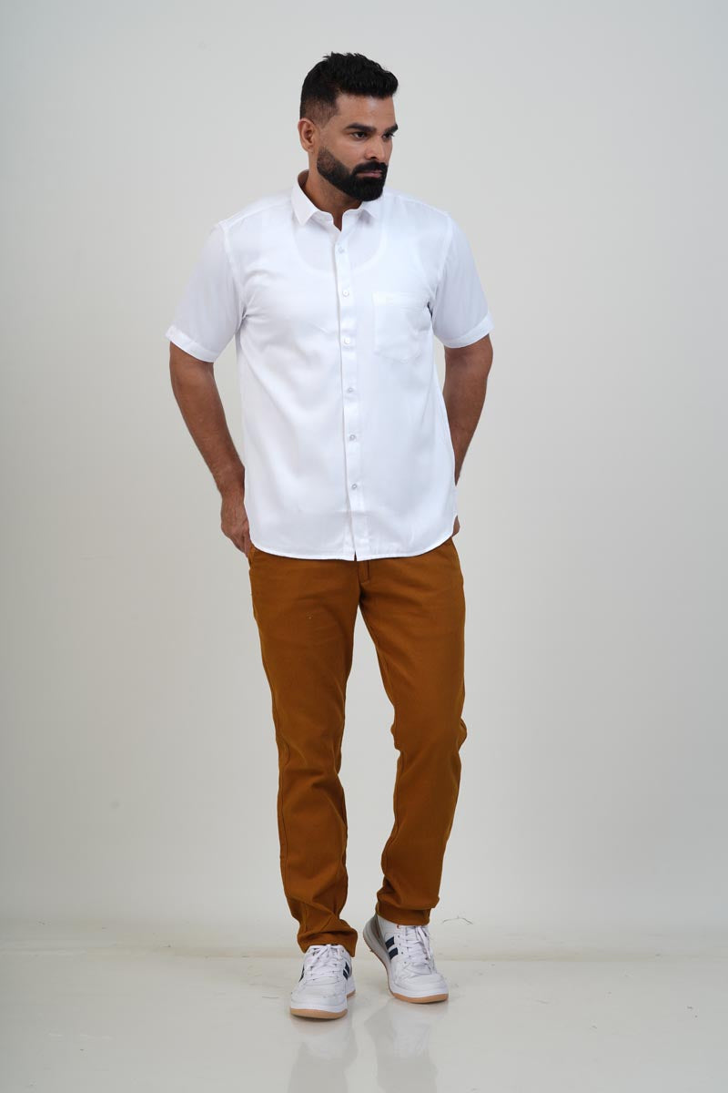 WHITE HOUSE Men’s Premium Shirt – White – Half Sleeve