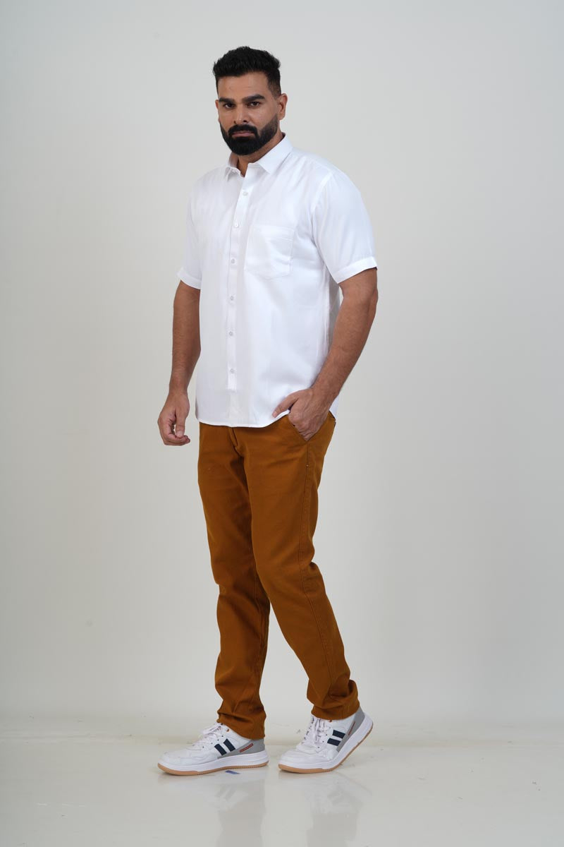 WHITE HOUSE Men’s Premium Shirt – White – Half Sleeve