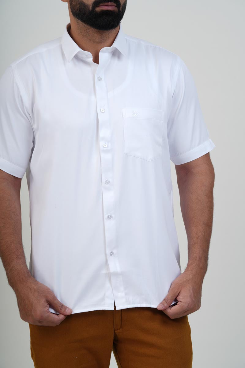 WHITE HOUSE Men’s Premium Shirt – White – Half Sleeve