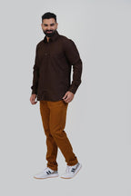 TEXONIC Men’s Premium Formal Shirt – Dark Coffee Brown – Full Sleeve