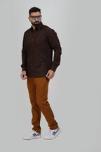 TEXONIC Men’s Premium Formal Shirt – Dark Coffee Brown – Full Sleeve